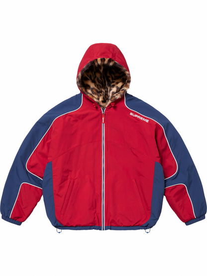 Supreme Faux Fur Reversible Hooded Track Jacket Red