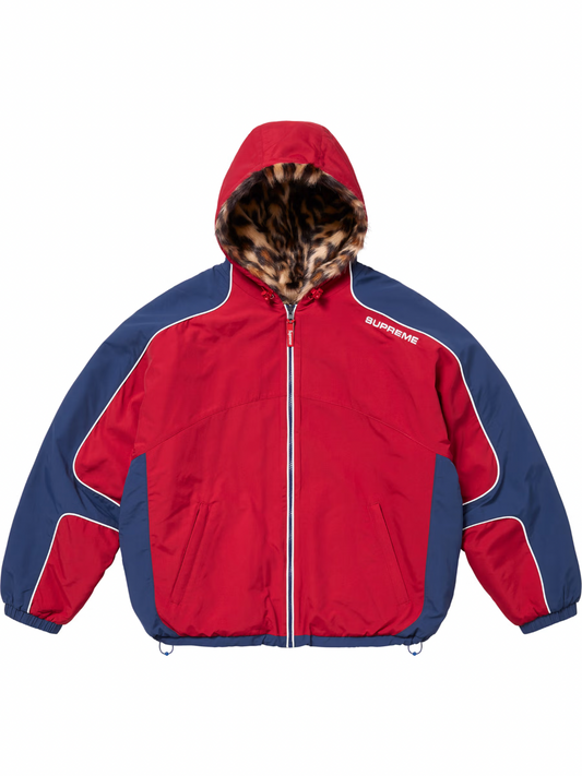Supreme Faux Fur Reversible Hooded Track Jacket Red