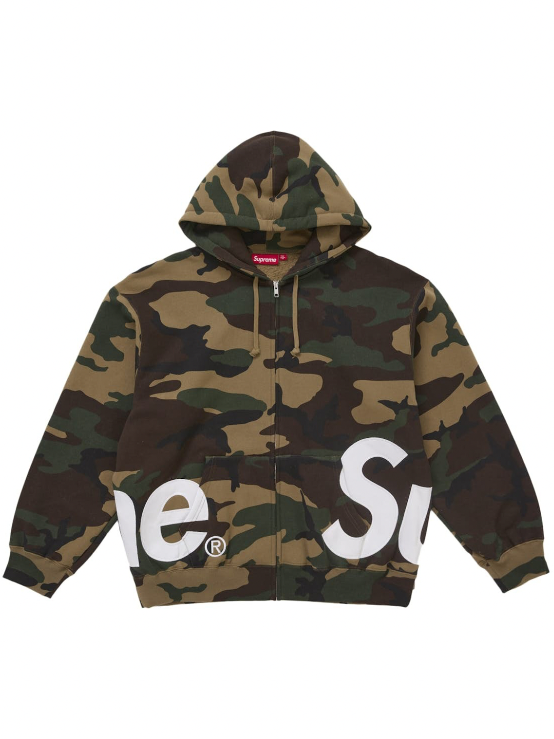 Supreme Big Logo Zip Up Hooded Sweatshirt Camouflage