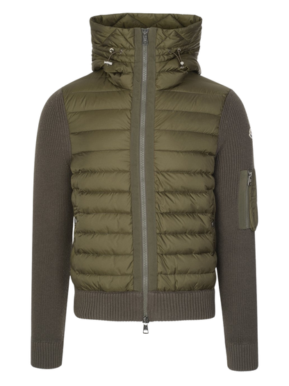 Moncler Padded Wool Cardigan Green