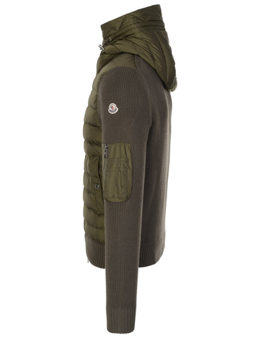 Moncler Padded Wool Cardigan Green