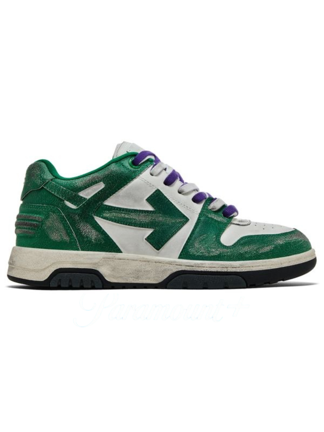 OFF-WHITE Out Of Office OOO Low Vintage Leather White Green