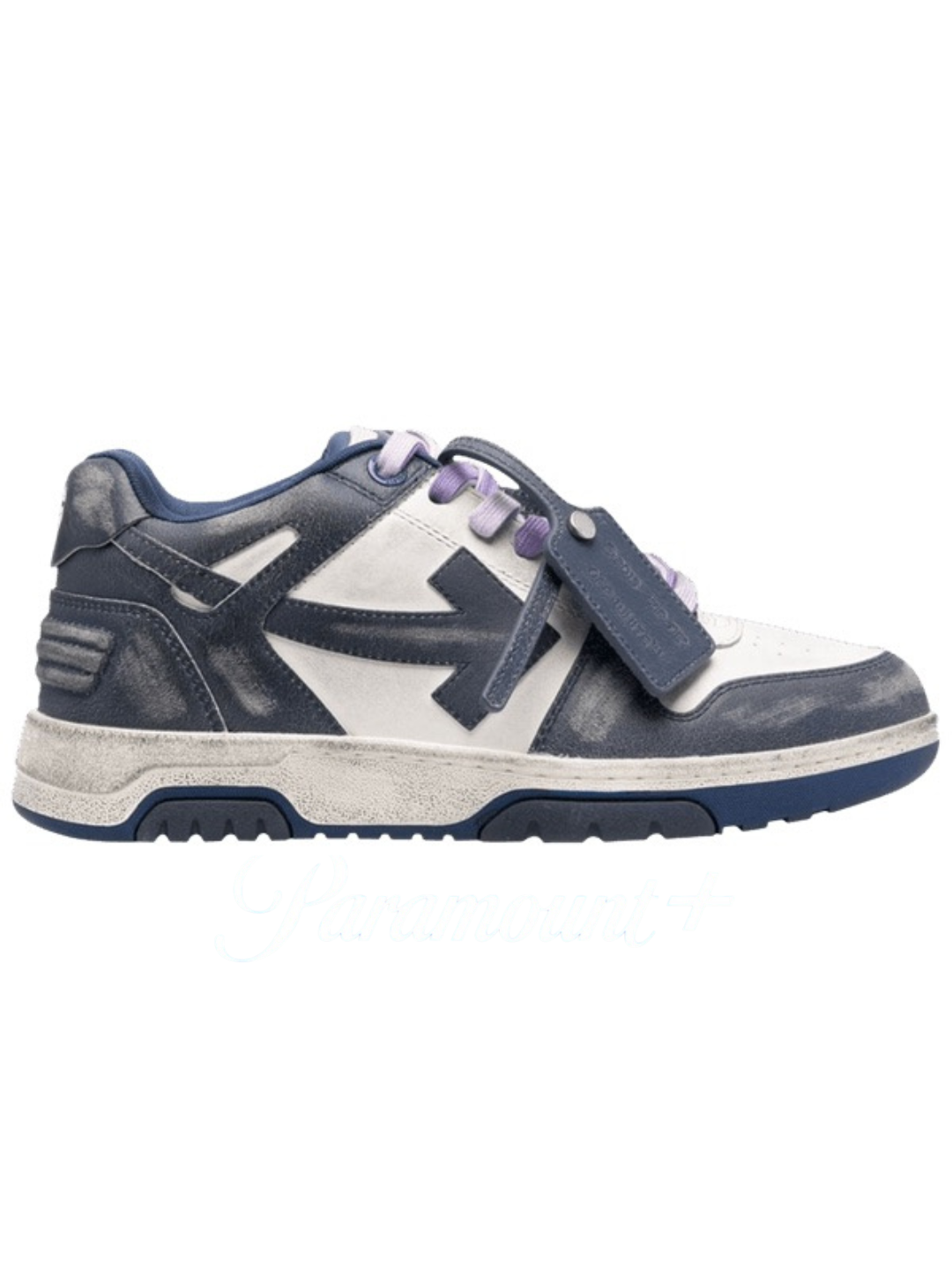 OFF-WHITE Out Of Office OOO Low Vintage Leather Navy Blue