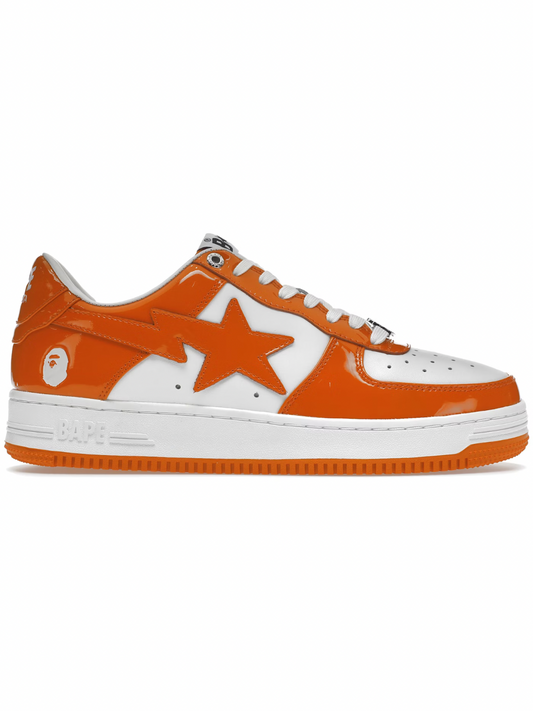 A Bathing Ape BAPE Sta Low Patent Leather Orange White