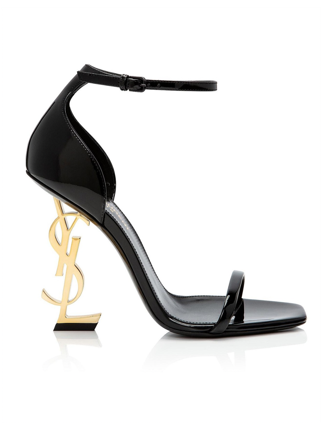 Yves Saint Laurent Opyum Black Sandals Gold Heel