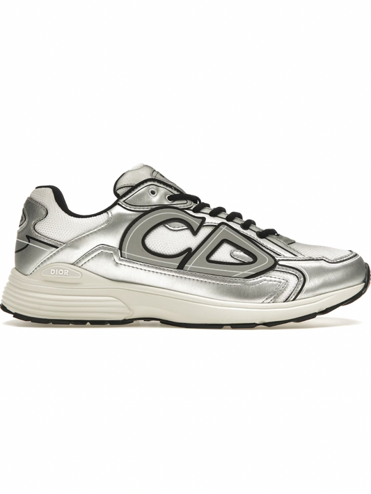 Dior B30 White Mesh Silver Tone Metallic Calfskin