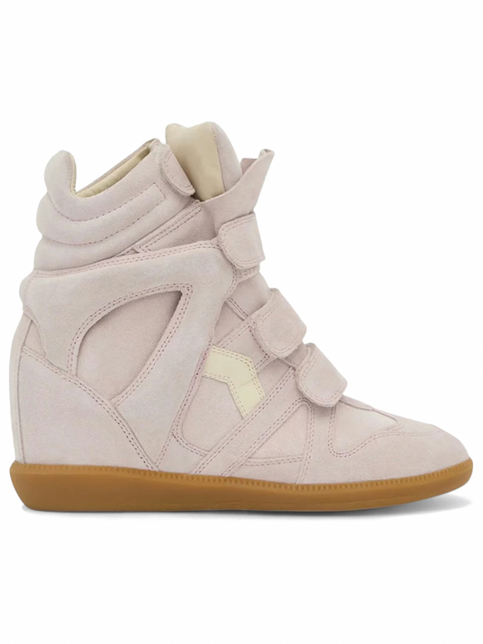Isabel Marant Bekett Leather Wedge Sneakers Pale Pink