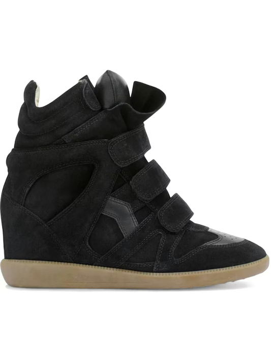 Isabel Marant Bekett Leather Wedge Sneakers Black