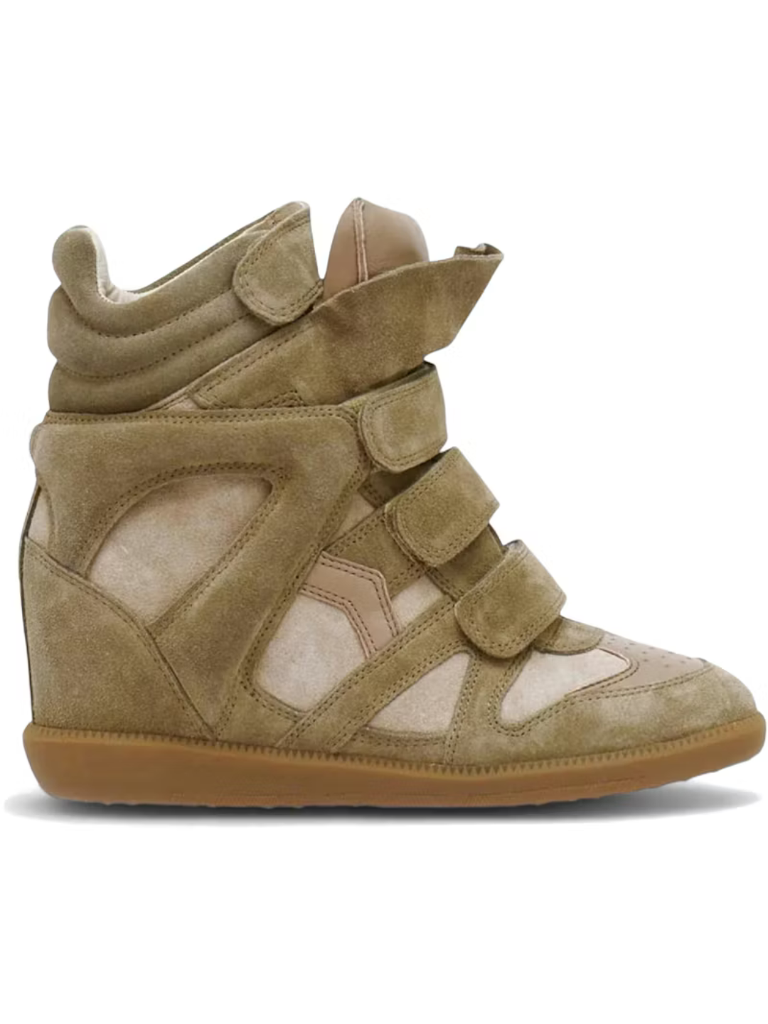Isabel Marant Bekett Leather Wedge Sneakers Khaki