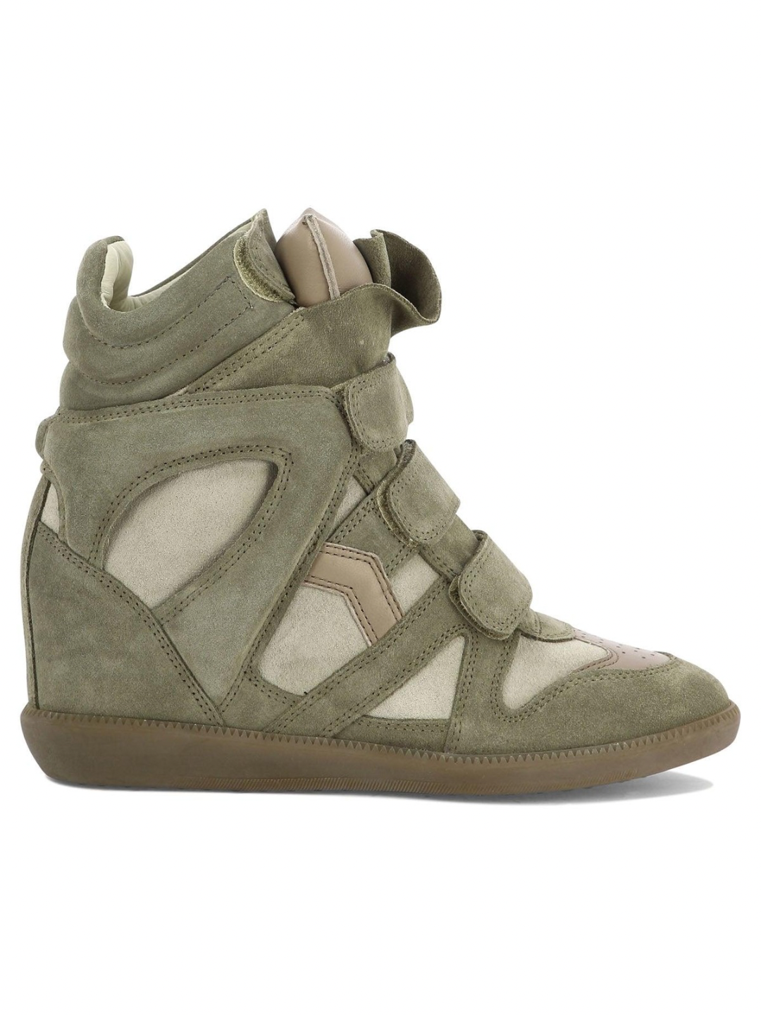 Isabel Marant Bekett Leather Wedge Sneakers Taupe