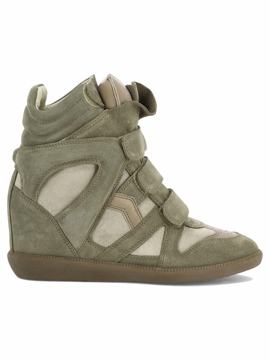 Isabel Marant Bekett Leather Wedge Sneakers Taupe