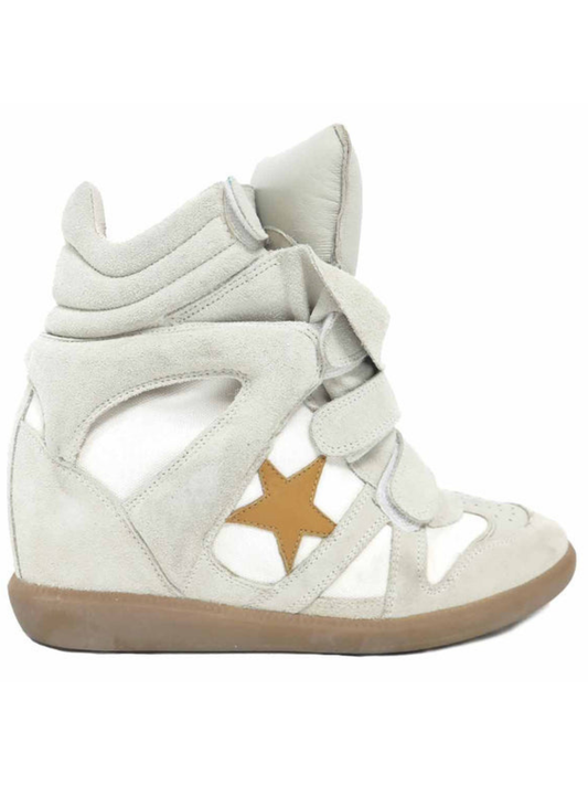 Isabel Marant Bekett Beige Suede Star Leather Upper With Rubber Gum Sole
