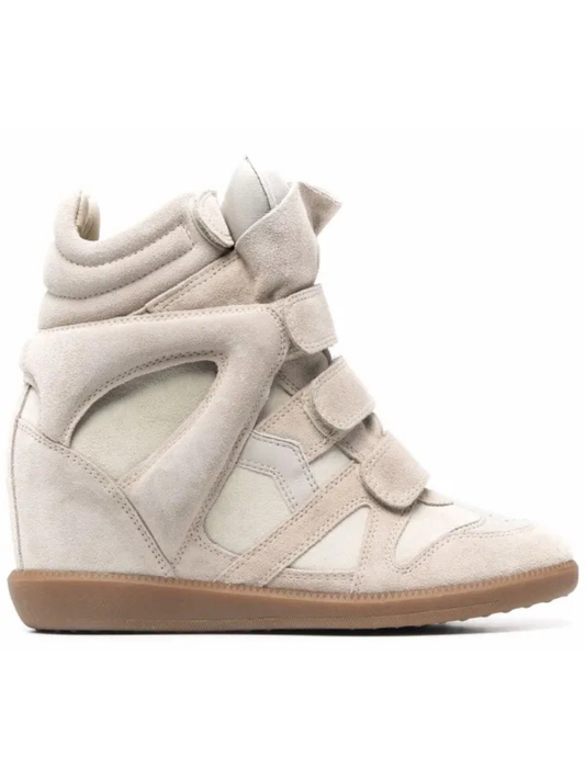 Isabel Marant Bekett Leather Wedge Sneakers Ecru