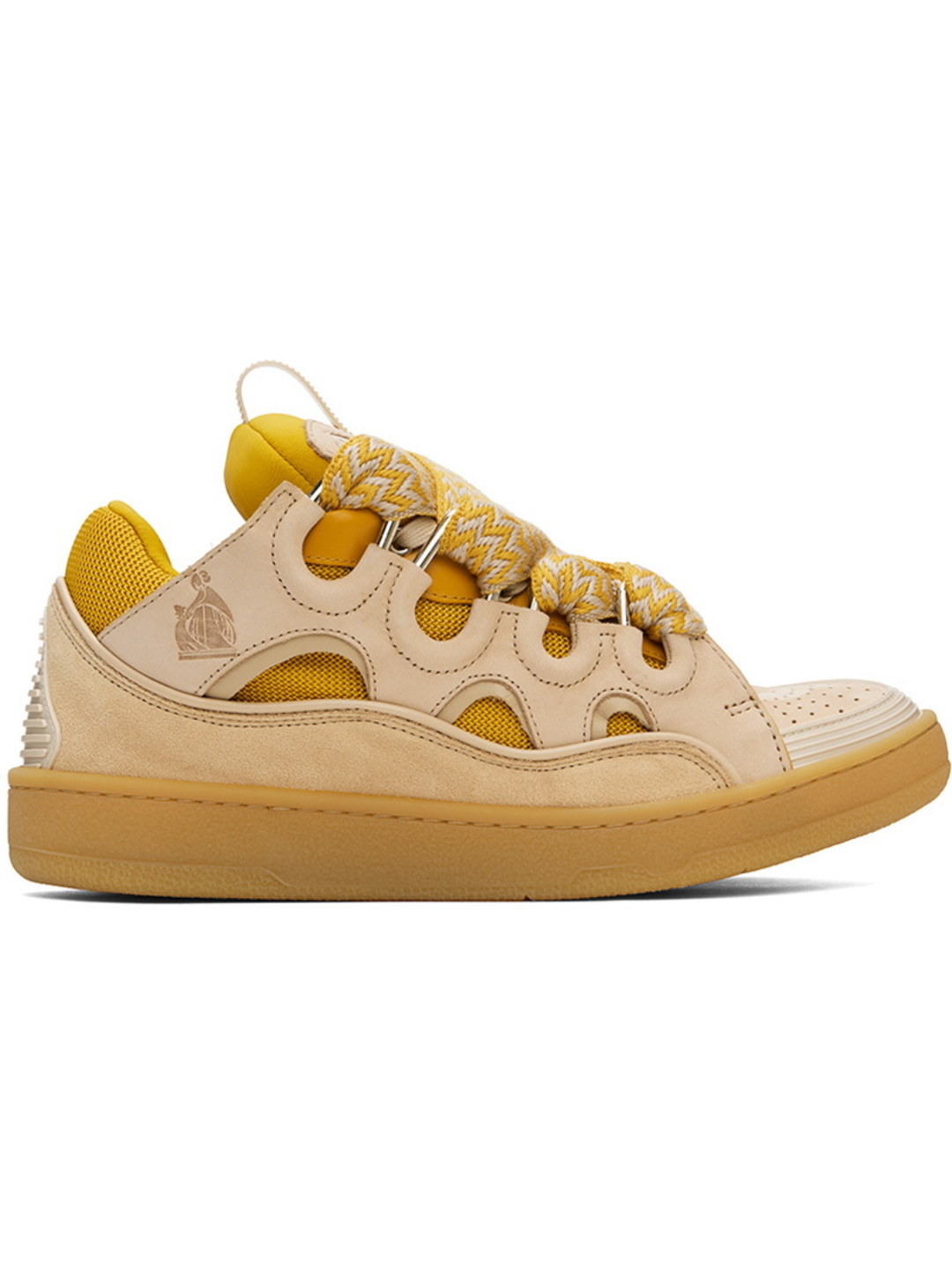 Lanvin SSENSE Exclusive Beige & Yellow Leather Curb Sneakers