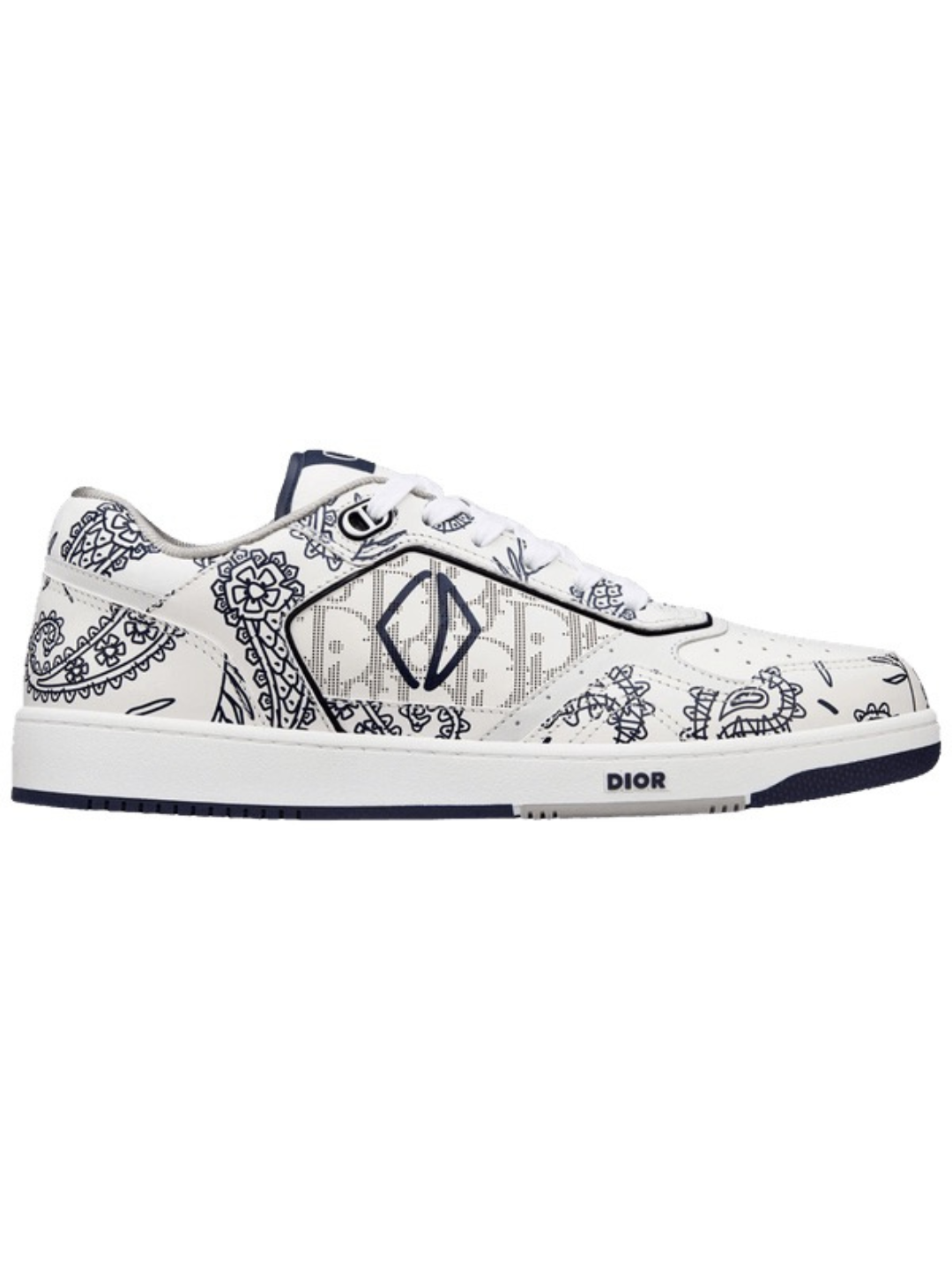 Dior B27 Low Blanco Azul marino Azul CD Paisley Blanco Dior Oblicuo