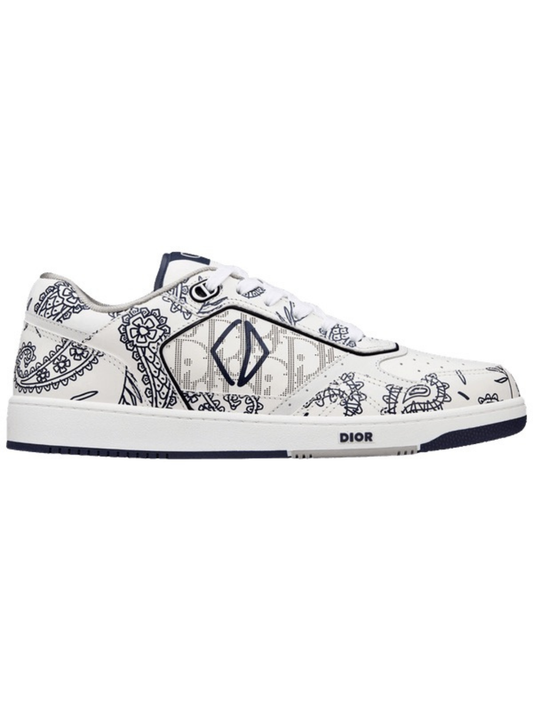 Dior B27 Low Blanco Azul marino Azul CD Paisley Blanco Dior Oblicuo
