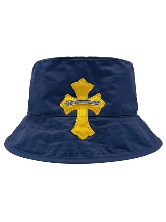 CHROME HEARTS Navy Yellow Patch Bucket Hat