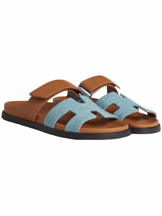 Hermes Chypre Sandals Bleu Clair