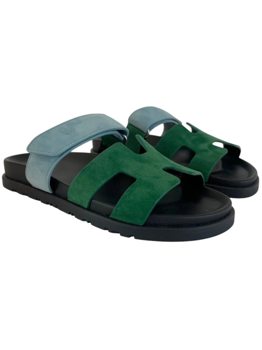 Hermes Chypre Sandals Blue Green