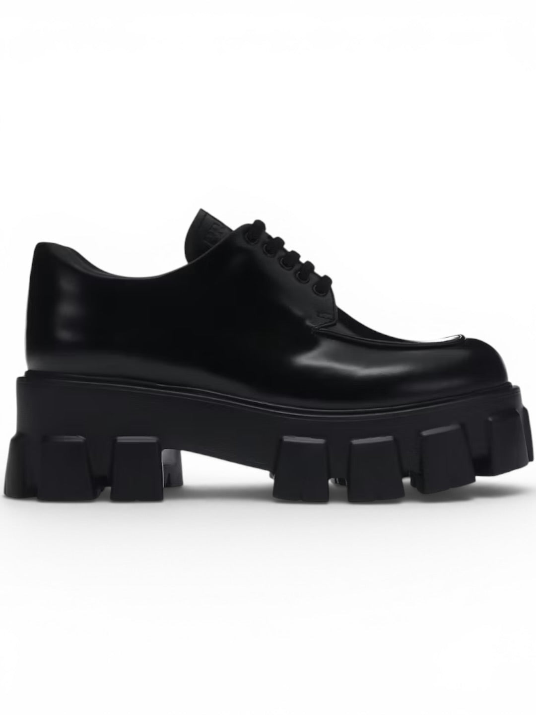 Prada Monolith 55mm Loafer Black Brushed Leather