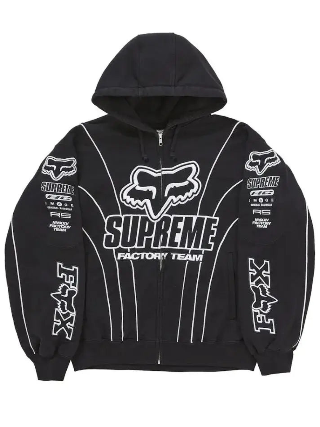 Fox Racing x Supreme Zip Up Hooded Sweatshirt Black