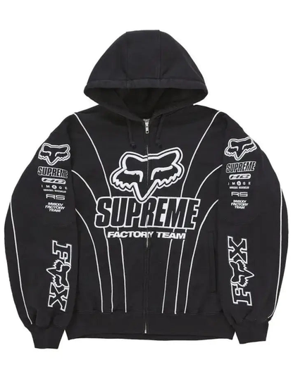 Fox Racing x Supreme Zip Up Hooded Sweatshirt Black