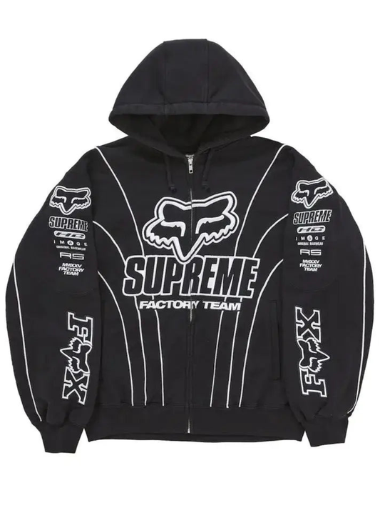Fox Racing x Supreme Zip Up Hooded Sweatshirt Black