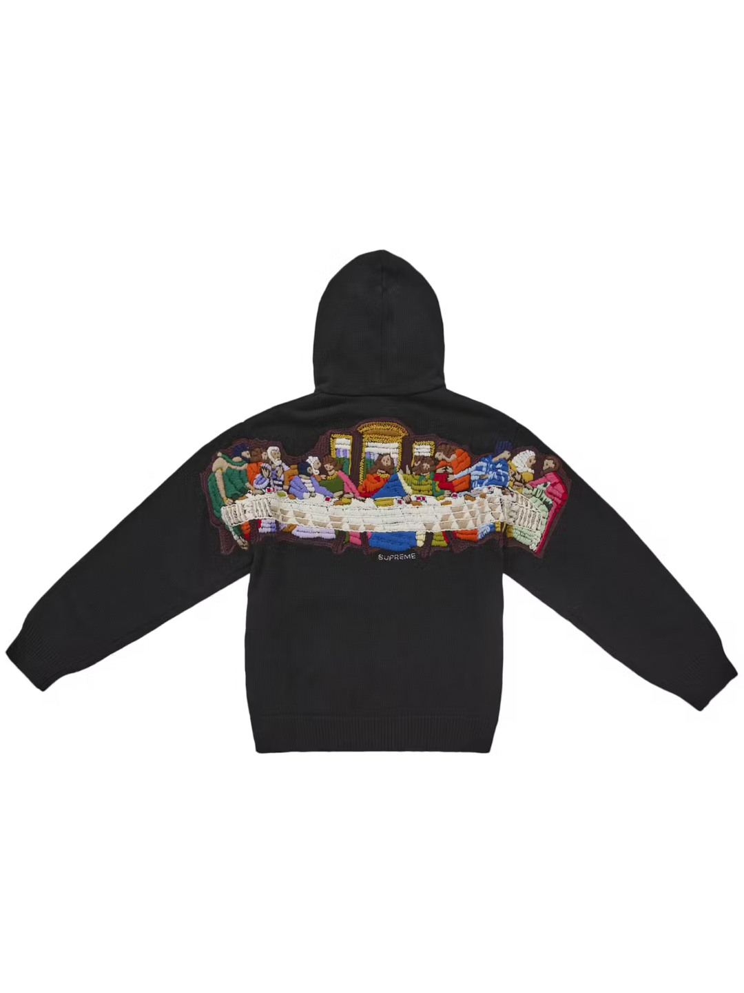 Supreme Last Supper Embroidered Zip Up Hooded Sweater Black