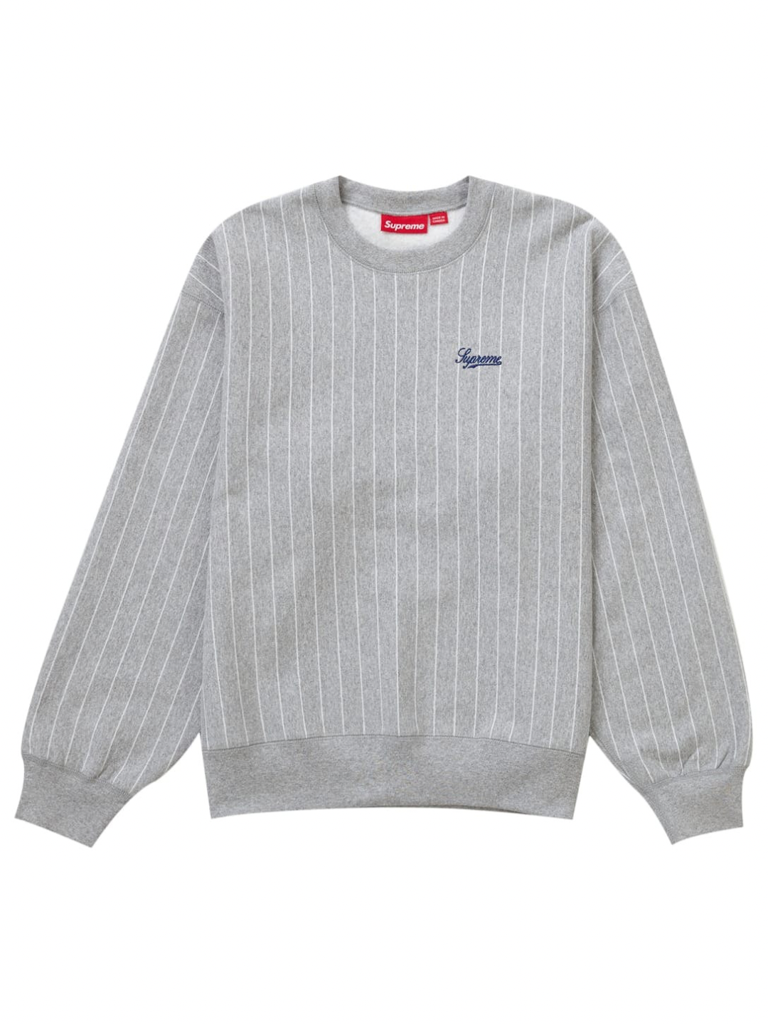 Supreme Pinstripe Crewneck Heather Grey